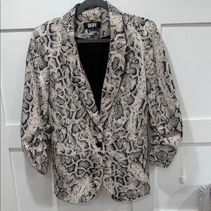 DKNY Women's Black and Cream Snake Print Blazer
